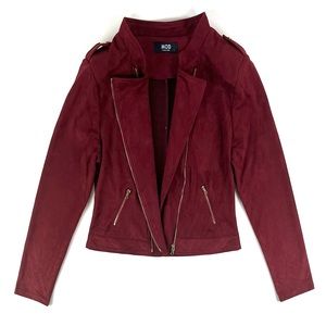 MOD Boutique Burgundy Suede Zip Moto Jacket